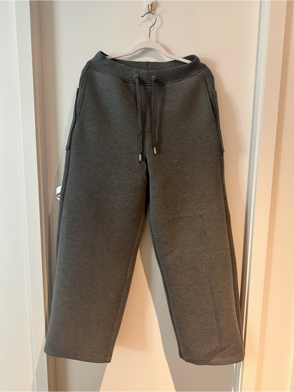 Zara Men's Wide-Leg Drawstring Sweatpants - Charcoal Gray